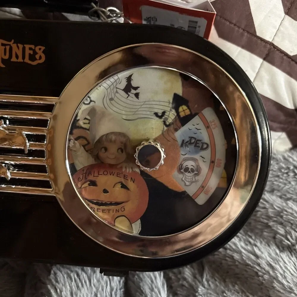 Mr Halloween Trick or Treat Tunes Black Silver Radio Animated Musical Witch